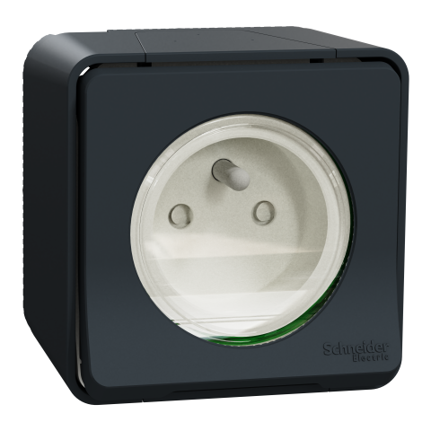 Mureva Styl - Prise courant 2P+T - saillie - IP55 - IK08 - connexion auto - gris - SCHNEIDER ELECTRIC - MUR35031