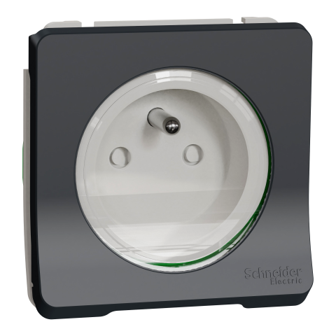 Mureva Styl - Prise de courant 2P+T à vis - composable - IP55 - IK08 - gris - SCHNEIDER ELECTRIC - MUR38030