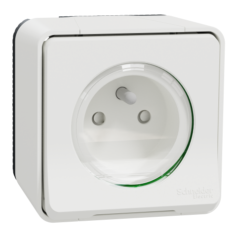 Mureva Styl - Prise de courant 2P+T - saillie - IP55 IK08 - connex auto - blanc - SCHNEIDER ELECTRIC - MUR39030