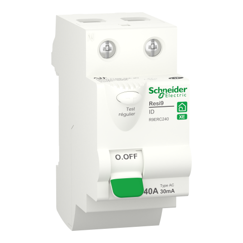 Resi9 XE - interrupteur différentiel - 2P - 40A - 30mA - Type AC - embrochable - SCHNEIDER ELECTRIC - R9ERC240