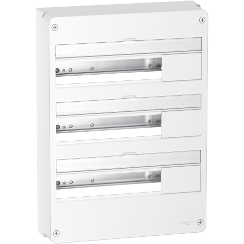 Resi9 - Coffret en saillie Blanc (RAL 9003)- 3 rangées de 18 modules - SCHNEIDER ELECTRIC - R9H18403
