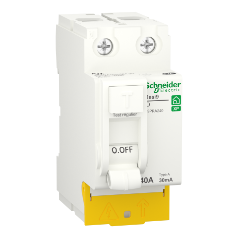 Resi9 - inter différentiel - 2P - 40A - 30mA - Type A - peignable - alim bas - SCHNEIDER ELECTRIC - R9PRA240