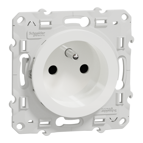 Odace - prise de courant 2P+T - blanc - 4 connexions rapides par pôle - SCHNEIDER ELECTRIC - S520049