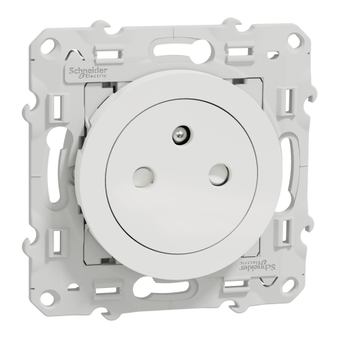 Odace - prise de courant 2P+T affleurante - blanc - SCHNEIDER ELECTRIC - S520052