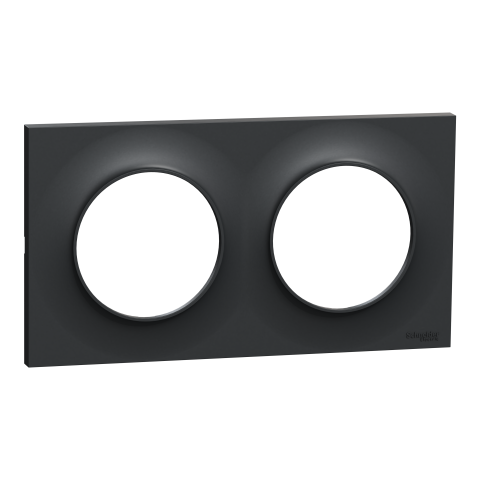 Odace Styl - plaque 2 postes horizontaux ou verticaux entraxe 71mm anthracite - SCHNEIDER ELECTRIC - S540704