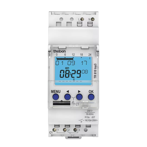 Horloge hebdomadaire digitale TR 610 top3 programmable avec application Obelisk top 3 Bluetooth - THEBEN - 6100403