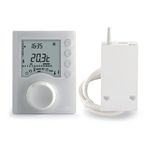 Thermostat d'ambiance Tybox 1137 programmable radio pour chauffage eau chaude - Alimentation piles - DELTA DORE - 6053064