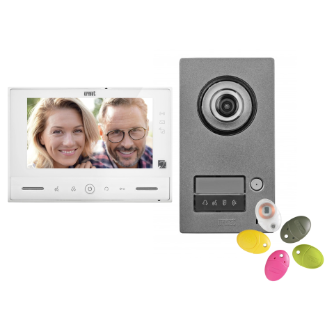 Kit portier vidéo Note 2, platine avec 1 bouton-poussoir et moniteur 7 pouces - URMET YOKIS - 1723/71