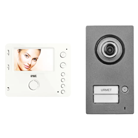 Kit portier vidéo Mini Note 2, platine avec 1 bouton-poussoir, moniteur 4,3 pouces - URMET YOKIS - 1722/93