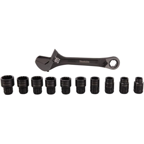 Clé à molette multifonction + 10 douilles - MAKITA - B-65458