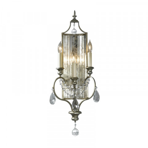 Applique gianna, argent cristal et verre miroir, 3 ampoules