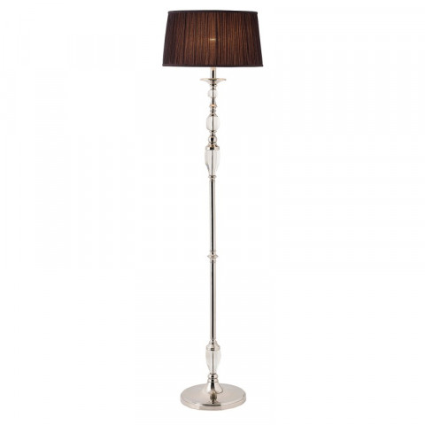 Lampadaire polina, nickel et cristal, abat-jour noir
