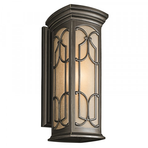 Applique franceasi, bronze antique et verre ambre, grande