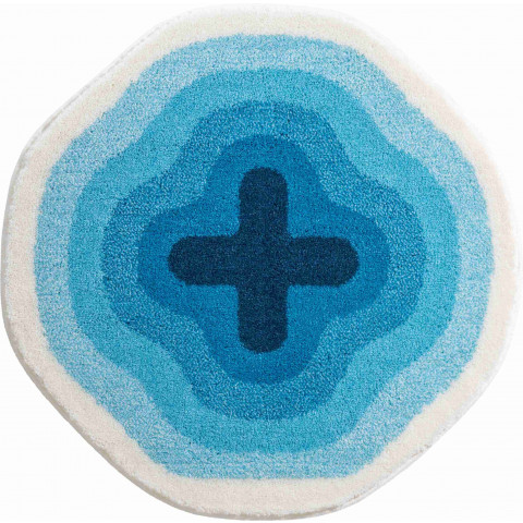 Tapis de salle de bain karim 03 rond diametre 60 cm bleu