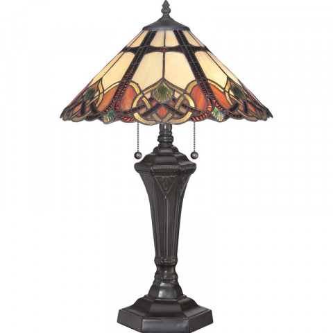 Lampe cambridge, bronze vintage et verre tiffany