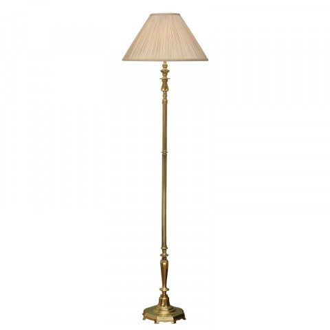 Lampadaire asquith laiton et abat-jour beige imitation soie