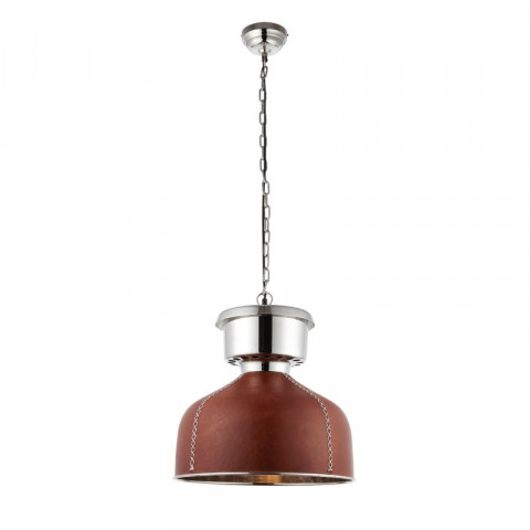 Suspension michigan, cuir brun et nickel brillant