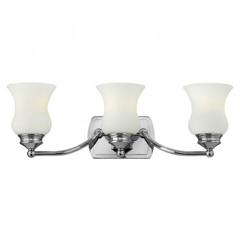 Applique constance, chrome poli et verre opale, 3 ampoules