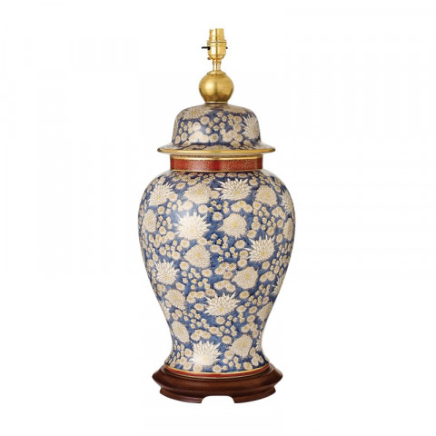Base de lampe white chrysanthemum, 55cm, porcelaine de kutani (sans abat-jour)