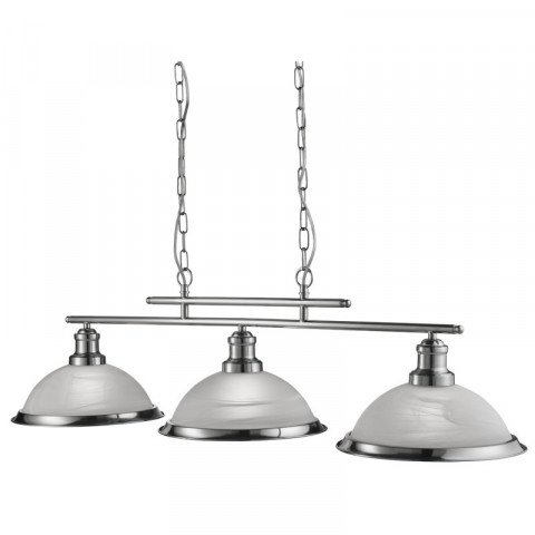Barre 3 ampoules bistro, en argent satiné et verre acide