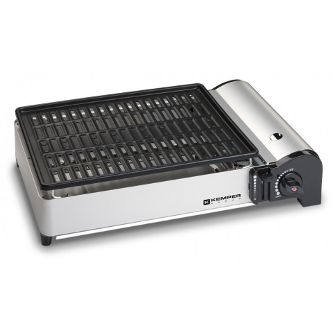 Barbecue grill à gaz de table kemper 1.9 kw compact plaque anti adhesive balcons terrrasses camping
