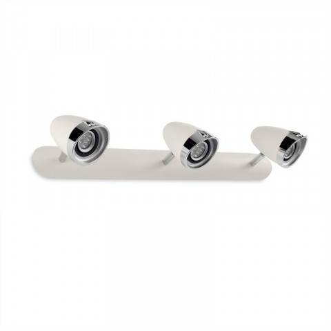 Barre 3 spots vespa, chrome et acier blanc ancien