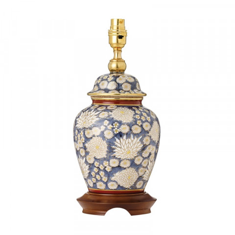 Base de lampe white chrysanthemum, porcelaine de kutani (sans abat-jour)