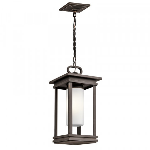 Suspension extérieure south hope, bronze frotté, verre opale