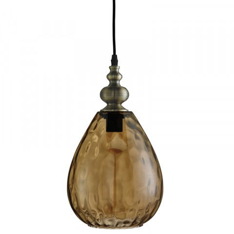 Suspension indiana, en laiton antique et verre ambre