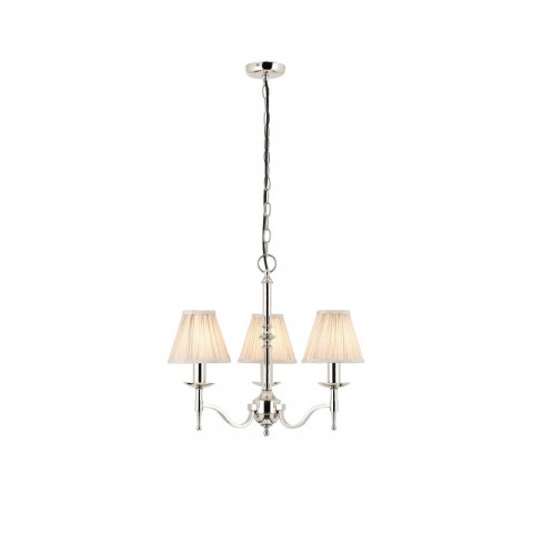 Suspension 3 ampoules stanford, nickel, abat-jour beiges