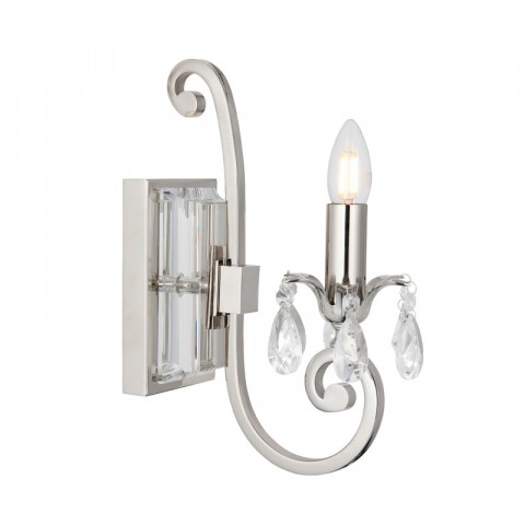 Applique oksana, nickel poli, pendeloques cristal