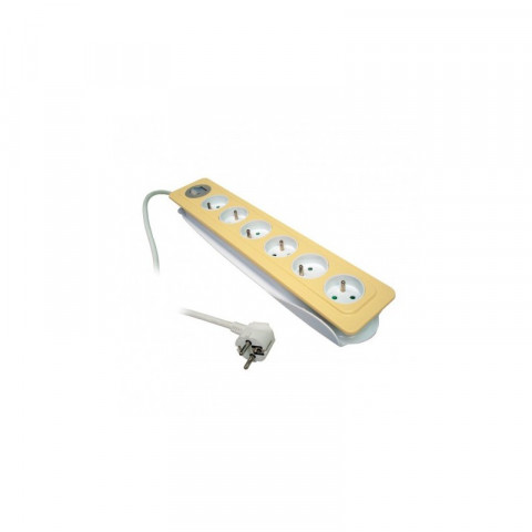 Bloc multiprise orys 6 prises 2p+t avec interrupteur - jaune mat