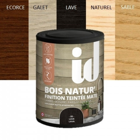 Finition bois natur sable 1l - peinture mate et teintée pour bois bruts ou décapés - id paris
