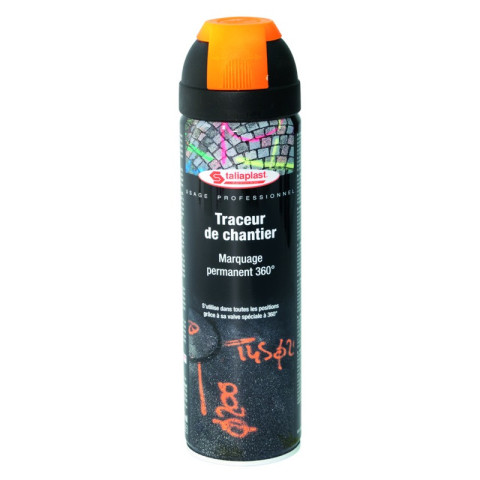 Bombe traceur de chantier fluo 500ml - orange