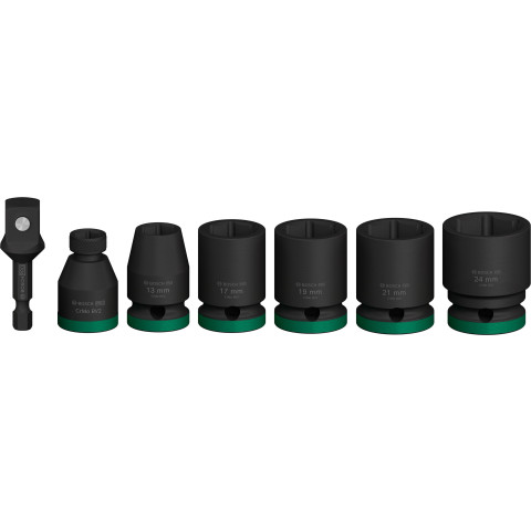 Coffret de douilles PRO Impact avec adaptateur, 1/2', Standard, 7 pièces - BOSCH - 2608003032