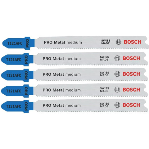 Lame de scie sauteuse PRO Metal medium T121AFC 92 mm pas 1,2 mm - Lot de 5 - BOSCH - 2608655106