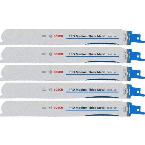 Jeu de 5 lames de scie sabre PRO Medium-Thick Metal precise S1137BEF - 225 mm - BOSCH - 2608658994