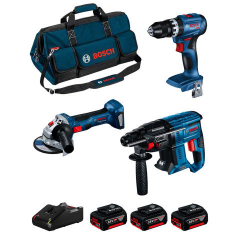 Bosch kit (gsb 18v-45 gbh 18v-21 gws 18v-7 3 x 4,0 ah gal18v-40 hd bag)