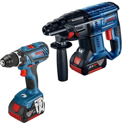 Lot BOSCH Perfo GBH18V-20 + Visseuse GSR18V-28 plus 2x4Ah - 0615990K3Z