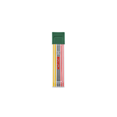 Set de 6 mines graphites multicolores (acces. pr marqueur pr trous profonds ; 2 rouges, 2 jaunes ; 2 graphites HB ; 2,8 mm ; étui) - BOSCH - 1600A032UV