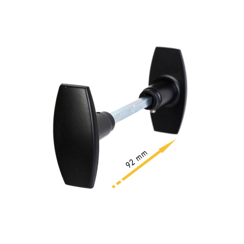 Bouton double fonte 92 mm avec carré 6 mm en aluminium noir klose besser