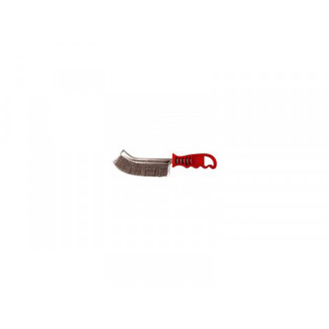 Brosse acier  forme convexe 265x25 / boites - manche rouge reflex 740.226