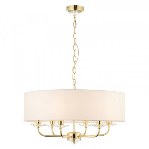 Suspension nixon, laiton et cristal, 6 ampoules