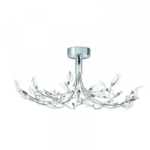 Suspension wisteria, en chrome et verre blanc