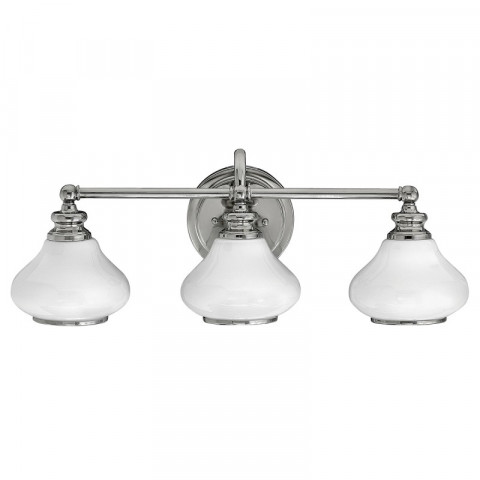 Applique salle de bain ainsley, chrome poli, verre opale, 3 led