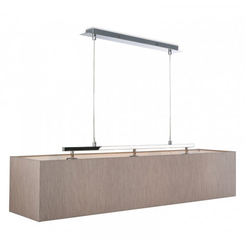 Suspension 3 ampoules prince, acier, avec abat-jour perle