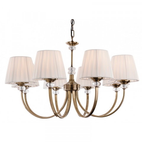 Suspension 8 ampoules langham, laiton antique, avec abat-jour