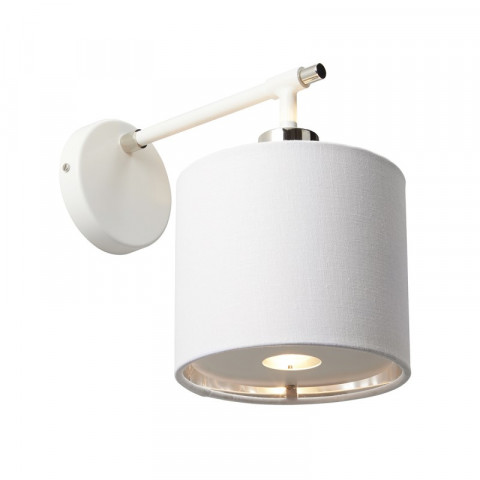 Applique balance, nickel poli, avec abat-jour blanc