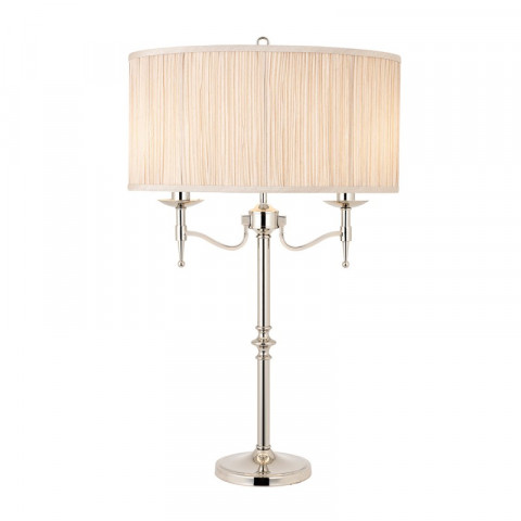 Lampe stanford, nickel, abat-jour beige