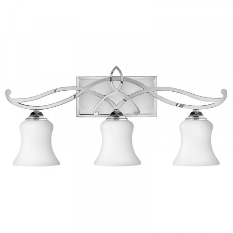 Applique brooke, chrome poli et verre opale, 3 ampoules